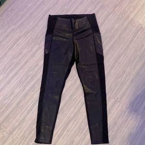 Athleta Moto black faux leather leggings GUC M